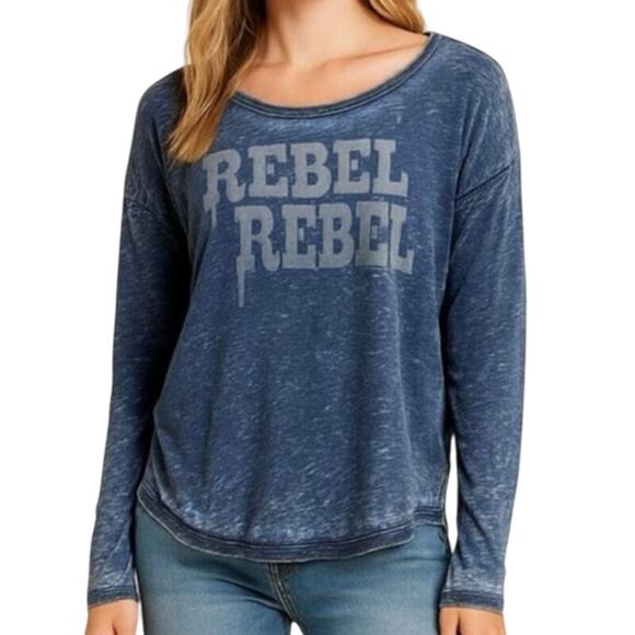 CHASER David Bowie Rebel Rebel Long Sleeve Burnout Tee Size Small New w/o Tag - Picture 1 of 5